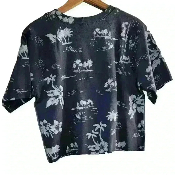 Monrow Hawaiian Vintage Raglan Top Womens Size Small Short Sleeve Crewneck - Picture 3 of 8